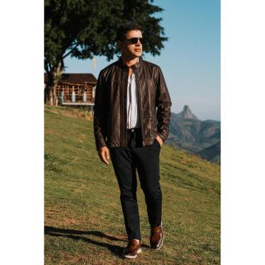 Imagem de Jaqueta de Couro Legítimo Vintage Marrom-Masculino