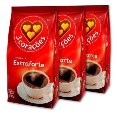 Imagem de Café Três Corações Extra Forte Moído Kit 3 Pacotes 500G - Tres Coracoe