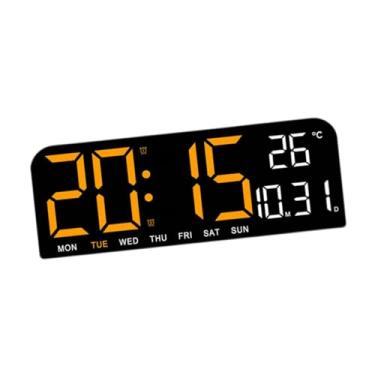 Imagem de Generic Relógio de parede digital grande Relógio de parede grande moderno com data, temperatura e temporizador para sala de estudo, casa, loja, quarto, Laranja