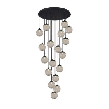 Imagem de Pendente Moderno Preto 18 Globos Pé Direito Duplo Escada Vid