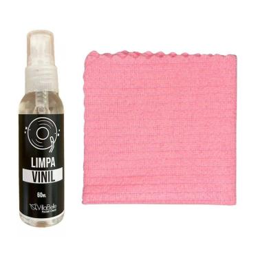 Imagem de Kit Limpeza De Discos Vinis Com Pano Rosa Pastel