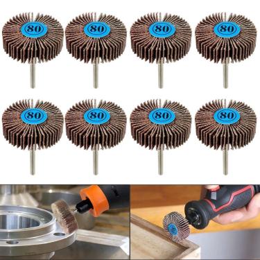 Imagem de Kit 8 Disco Flap De Lixa 32Mm Lamela G80 Para Micro Retífica