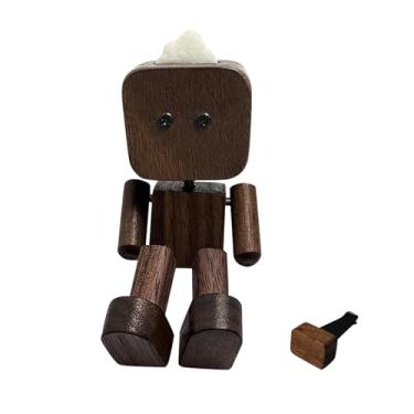 Imagem de Baoblaze Decoração de carro, boneca com pés trêmulos, ornamento, acessórios de interior, artesanato, leve, fofa, estatueta de madeira para caminhão, mesa de, Marrom Escuro