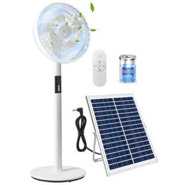 Imagem de TonyEst Ventilador de chão recarregável com controle remoto - Ventilador de pedestal oscilante silencioso de 30,5 cm com bateria de 15000 mah, temporizador de 1-12H, 12 velocidades para casa, pátio