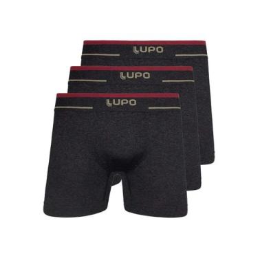 Imagem de Kit com 3 Cuecas Boxer Lupo 17800-001 Plus Size, Preto, XXXG