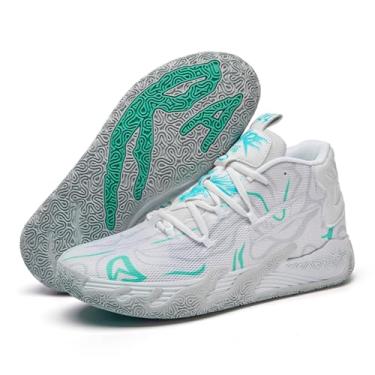 Imagem de Wqsugnt Tênis De Basquete Masculino Multicolorido De Cano Alto, Antiderrapante, Respirável, Para Corrida, Leve, Para Academia Ao Ar Livre (Branco-Azul, 7)