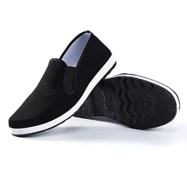 Imagem de Sapatos de Kung Fu Chinês, Sapatos Tai Chi para Homens, Chinelo Tradicional de Pequim, Chinelos Chineses Unissex de Arte Marcial Antiderrapante Preto, Preto, 9.5 Women/8 Men