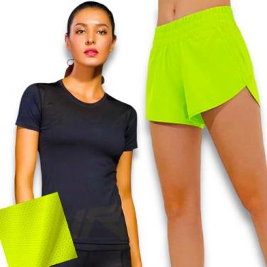 Imagem de Conjunto Camiseta BLUSINHA DRY FITNESS  + Short TACTEL FEMININO Academ