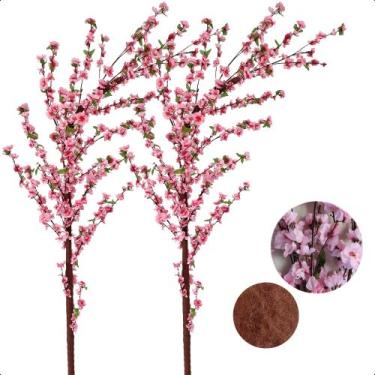 Imagem de Kit 2 Cerejeira Curva Arvore Artificial Pessegueira Sem Vaso Decoração