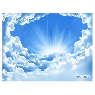 Imagem de Papel De Teto Céu ul Nuvem Branca Dia Manhã 3,5M Rof03 - Você Decora