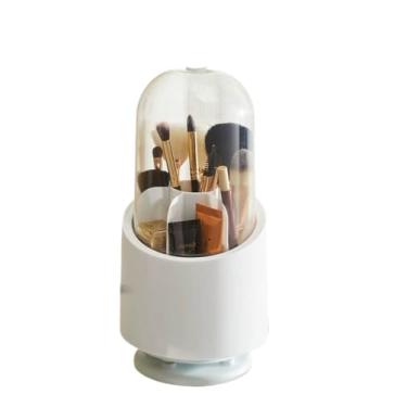 Imagem de Organizador Giratório 360º – Porta-Maquiagem e Cosméticos com Tampa Transparente，Apropriado para cosméticos, joia e todos os tipos do armazenamento dos artigos.porta maquiagem(Branco)