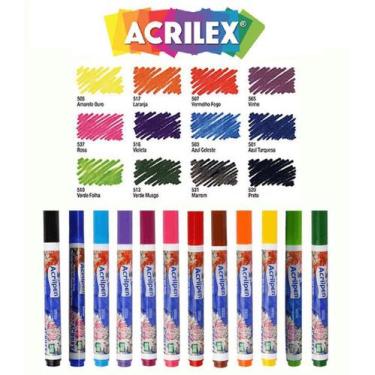 Imagem de Kit Com 12 Canetas Para Tecido Acrilpen 04412 - Acrilex