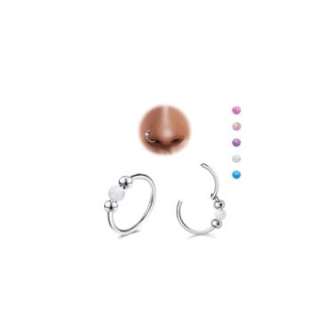 Imagem de DGhera 2 peças de anéis de nariz opala 18G para mulheres, piercing de nariz de titânio G23 para hélice, tragus, concha, torre, piercing de orelha piercing de nariz, 18Gauge(1.0mm), Titânio, Criado com