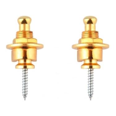 Imagem de Strap Lock Trava Correia 3 Cores Preto Prata Dourado para Guitarra, Baixo e Violão (Dourado)