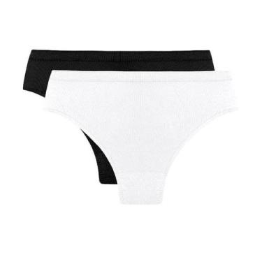 Imagem de Kit 2 Calcinhas Trifil C01971 Cintura alta, Branco, Preto, P