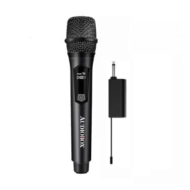 Imagem de Audiobox Microfone sem fio, UHF Metal Dynamic Handheld Multipurpose Mic com receptor recarregável (4 horas), alcance de 50 metros, para máquina de karaokê, amplificador de alto-falante, mixer, igreja