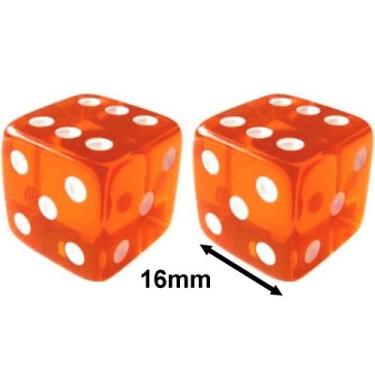 Imagem de 2 Jogo De Dado 16mm (1,6cm) Laranja Translúcido - EJ Games - Euclides 