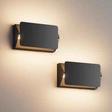 Imagem de Aoceley Arandelas de parede de alumínio LED modernas, 18W 5CCT 3000K-6000K Luz de parede com fio regulável com abajur giratório, lâmpada de parede contemporânea para quarto sala de estar corredor