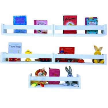 Imagem de Kit 5 Nichos Porta Livros De Criança Prateleira De Bebê 40Cm
