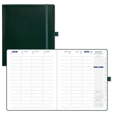 Imagem de POPRUN Agenda semanal 2026 (médio 17 x 21 cm), agenda de horários de 30 minutos (janeiro de 2026 a dezembro de 2026) com abas mensais, bolsos internos, suporte para caneta, capa macia de couro PU, 100