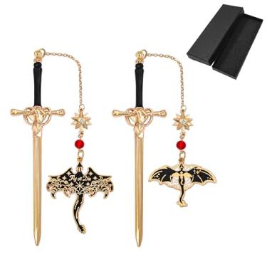 Imagem de Marcadores de página Fantasy Fourth Wing Dragon Sword – Marcadores de página para fãs da quarta asa, marcadores legais para homens, presentes de dragão para leitores masculinos como presentes de