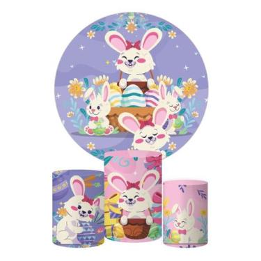 Imagem de Kit Painel Redondo + Trio Capa Cilindro Temático Páscoa - Decorando e 