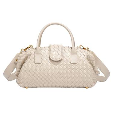 Imagem de Bolsa feminina de tecido tipo bolsa feminina moderna de couro sintético bolsa tiracolo bolsa Hobo de tecido com alça superior, Bege, free, Sacola