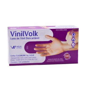 Imagem de Luva De Vinil Volk Sem Amido c/100un Tam. P - Volk do Brasil