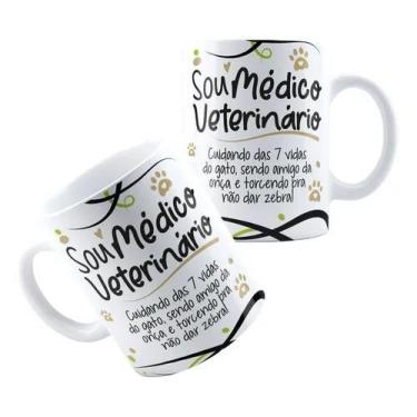 Imagem de Caneca Xícara Porcelana Cerâmica Profissão Medicina Veterinária Veteri