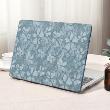 Imagem de Seorsok Compatível com MacBook Pro 33.0 cm Capa M2 2023, 2022, 2021-2016, A2338, M1, A2159, A1989, A1708, A1706, Capa rígida de couro e capa de teclado com estampa de flor azul, sem recorte de