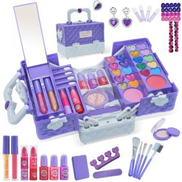 Imagem de Kit de maquiagem Amerrly Kids for Girl, lavável com estojo de 4 a 12 a