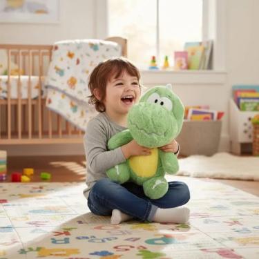 Imagem de Brinquedo Crocodilo De Pelúcia Macio, Verde e Amarelo, 20 cm