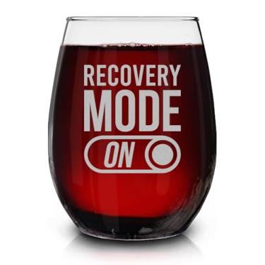 Imagem de Lerime66 Modo de recuperação em taça de vinho sem haste gravada - presentes engraçados de esforço de recuperação - taça de vinho inspiradora motivacional - presente para pacientes - mulheres - família