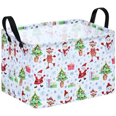 Imagem de KUNRO Cesto de armazenamento de presente de Natal retangular organizador de armazenamento para cesto de berçário, casa, cesto de roupa suja para quarto de crianças, cestas de prateleira de bebê.