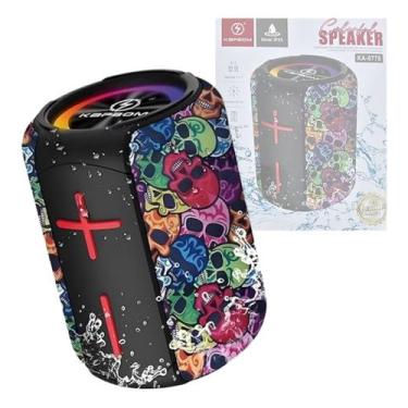Imagem de Caixa De Som Led Bluetooth Portátil Tws Estampa Caveira KA-8778 - NoBr