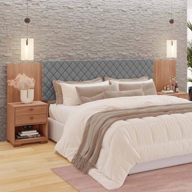 Imagem de Cabeceira Box Ouro New Regulável 2 Mesas de Cabeceira 100% MDF Tuboarte