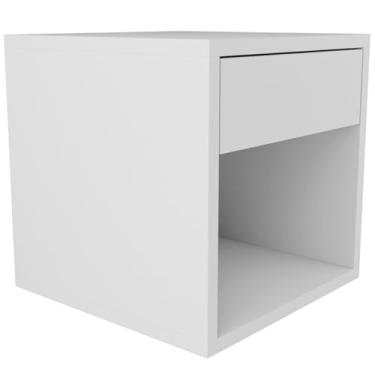 Imagem de Mesa de Cabeceira Suspensa com Gaveta e Nicho em Mdf Reforçado 15mm Branco