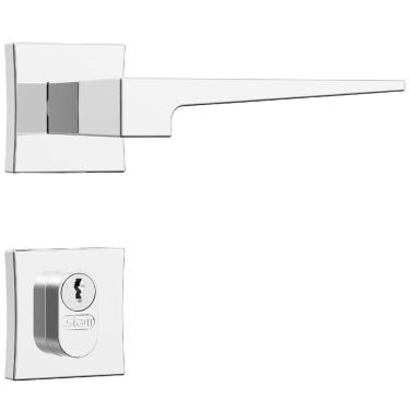 Imagem de Fechadura Classic Polaris 3200 Com Roseta Quadrada Para Exterior Cromada - 30025 - Stam