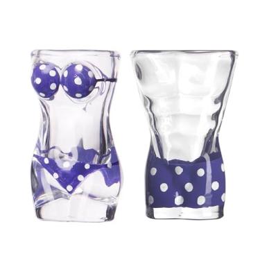 Imagem de Nova&Aria Copos de shot de vidro de biquíni, reutilizáveis, copos de dose de base pesada de 55 ml para álcool, vodka, expresso, tequila e sobremesa, presente de aniversário e Natal para homens e