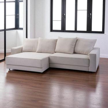 Imagem de Sofá de 2 Lugares Assento Retrátil Revestimento Linho Sintético Ret001 Bege Claro