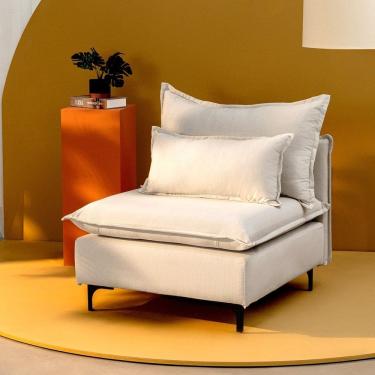 Imagem de Sofá Modular com Encosto Pé Metal Sôma Cabecasa Madeiramadeira Linho Natural