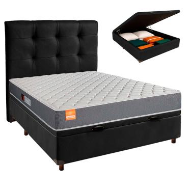 Imagem de Cama Box Bau + Colchão Casal D23 Pro Inducol + Cabeceira Estofada