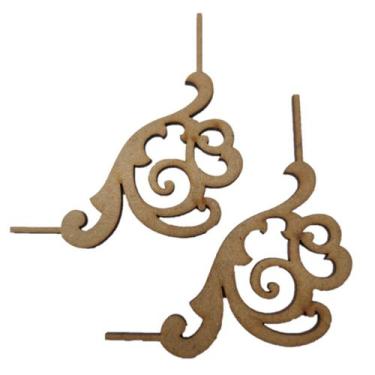 Imagem de Aplique Laser MDF - Cantoneira 8 cm Com 2 Unidades - Atelie Arte Coisa