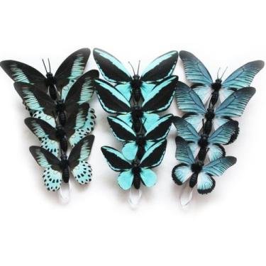 Imagem de Juego de 12 Estacas Decorativas de Mariposa Azul Aqua 01 para Manualid