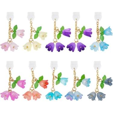 Imagem de OLYCRAFT 10 plugues antipoeira com pingentes de lírio do vale, protetores de telefone, tampas de porta USB C