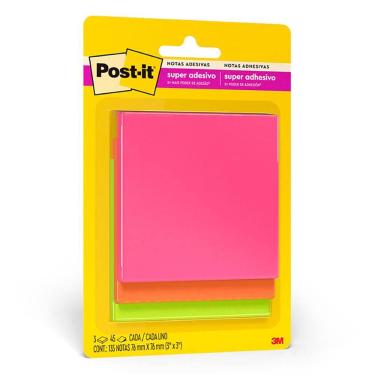 Imagem de Bloco Post It cascata 76x76 com 3 blocos 45 fls 3M