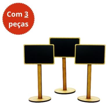 Imagem de Lousas Decorativas Quadro Negro C/3 Peças + Giz Branco