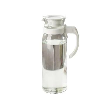Imagem de Jarro Chaleiras de vidro 1400ml para água, grande capacidade, com tampa e alça, jarra suco, chá, leite, distribuidor bebidas, pote(Branco)