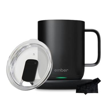 Imagem de Caneca inteligente de controle de temperatura Ember 2, preta de 293 ml | Copo de café aquecido controlado por aplicativo | Duplique a vida útil da bateria ao emparelhar a caneca Ember com uma tampa