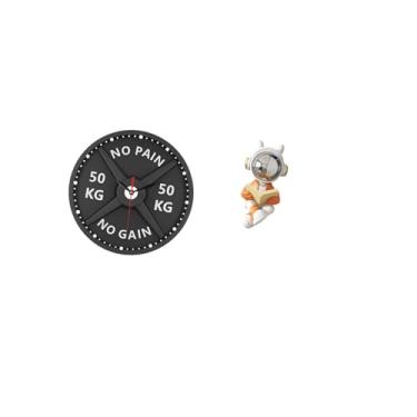 Imagem de Fenteer Relógio de Parede 3D Criativo, Escultura de, Ornamento Decorativo para Academia, Musculação, Levantamento de Peso, Lareira, Mesa Central